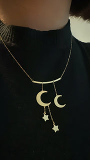 18k Gold Necklace Moon & Star - navidjewellery