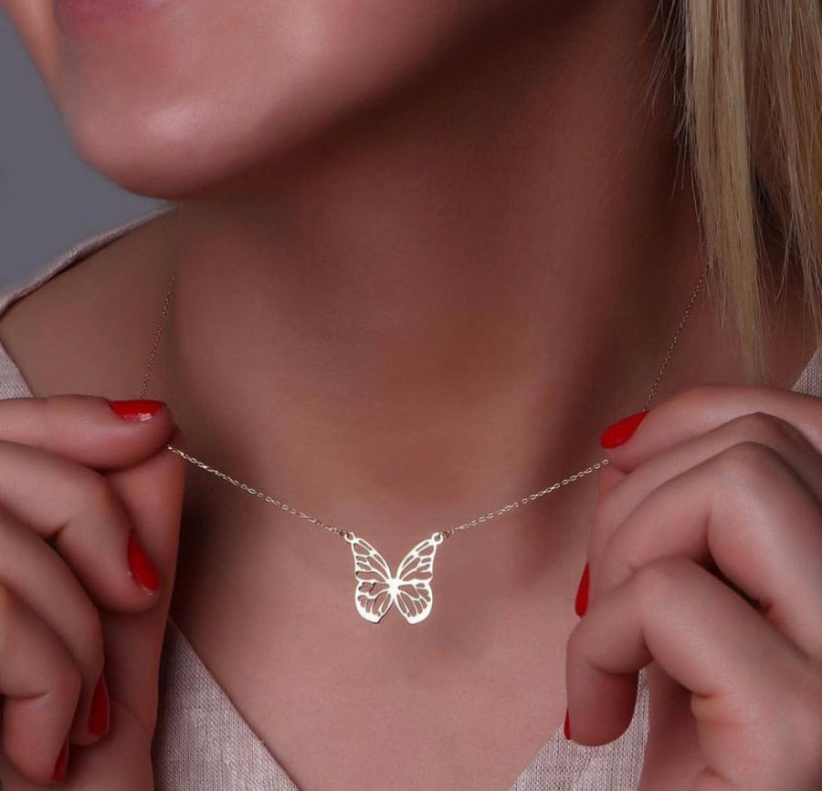 18K Gold Butterfly Necklace - navidjewellery