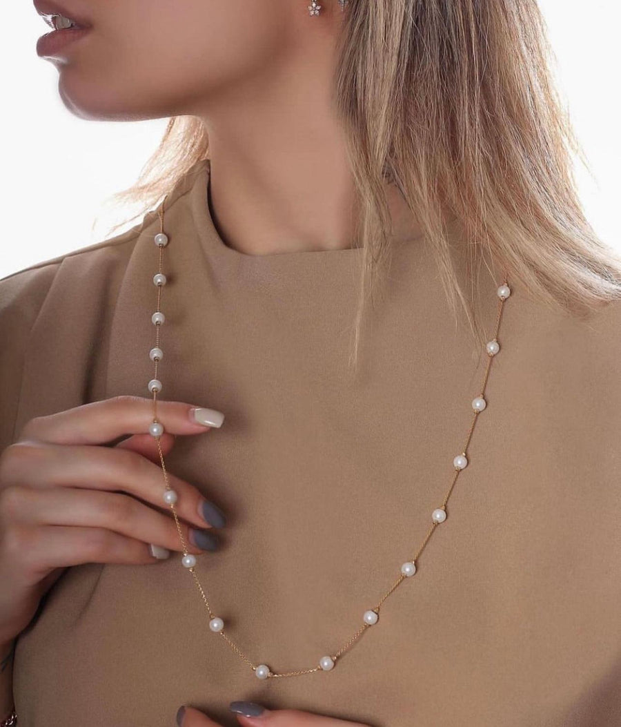 18K Gold Pearl Nacklace - navidjewellery